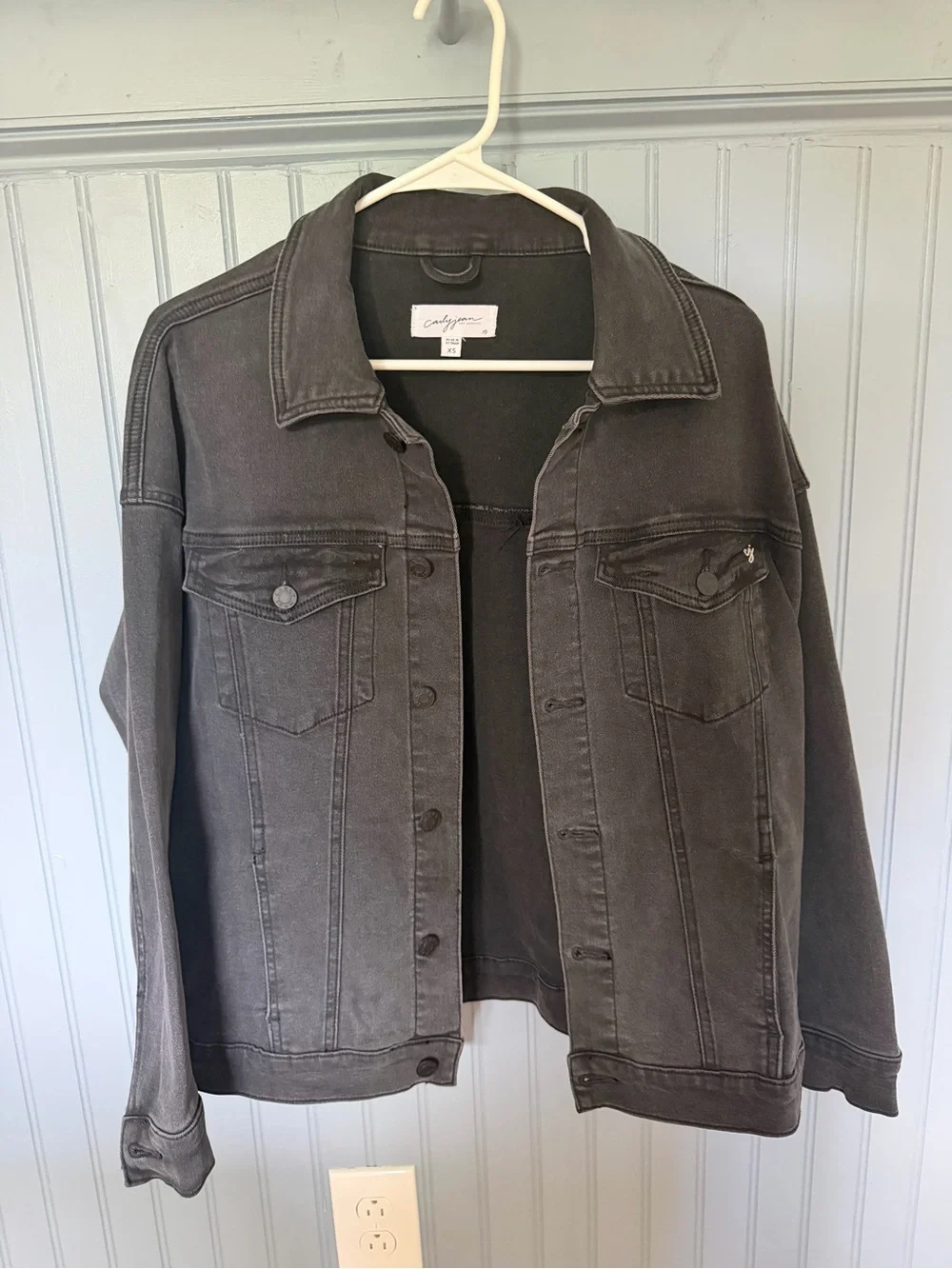 Carly Jean Los Angeles Washed Black Jean Hunter jacket XS (oversized to fit XS-M